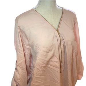 Calvin Klein Zip Front Pale Pink Blouse